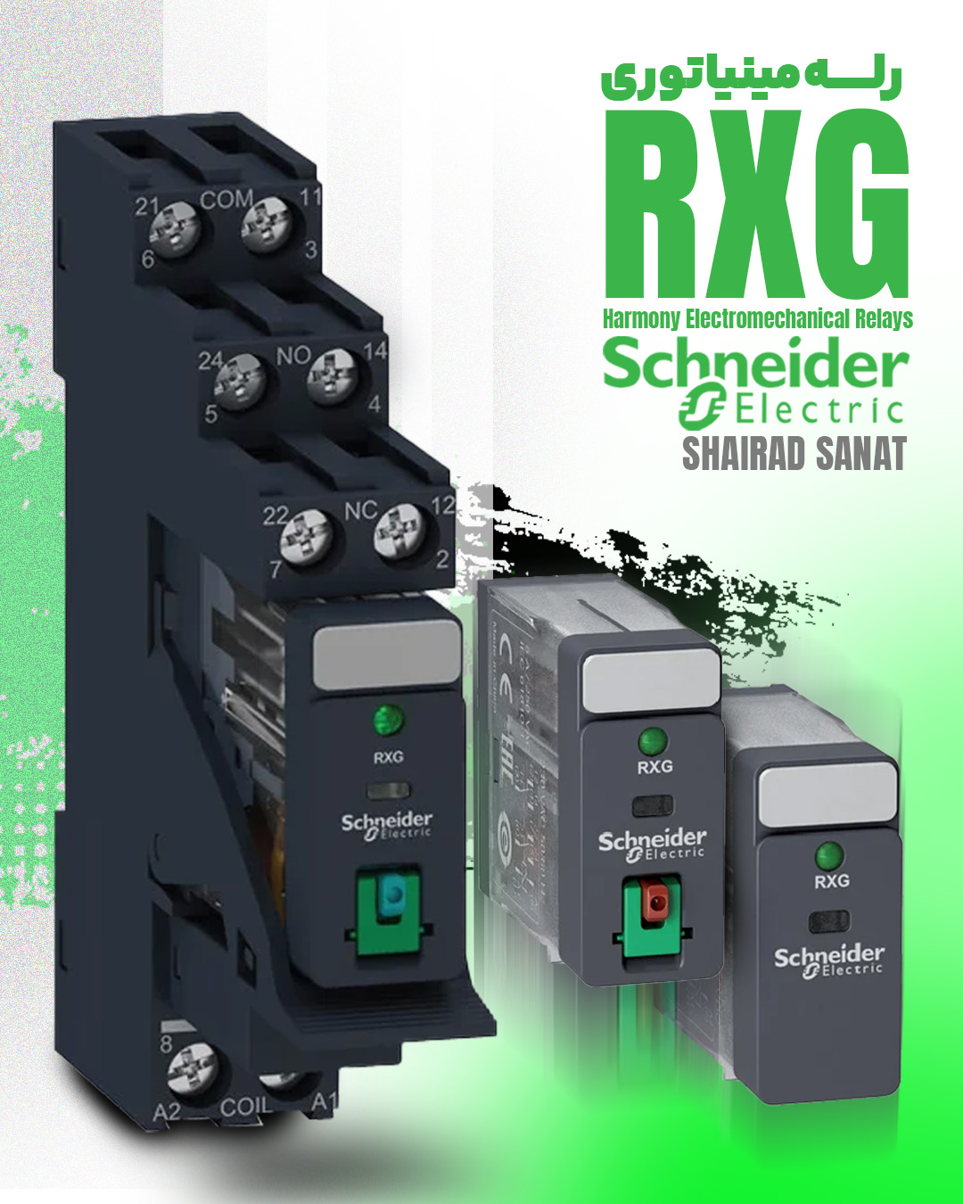 🔷رله شیشه‌ای Schneider Electric سری RXG